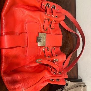 Authentic Jimmy Choo Red Leather Ramona Shoulder Bag